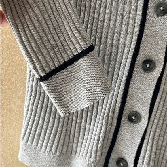 Banana Republic Light Gray-black accents Ribbed Cardigan-size XS-NWT - Picture 4 of 6